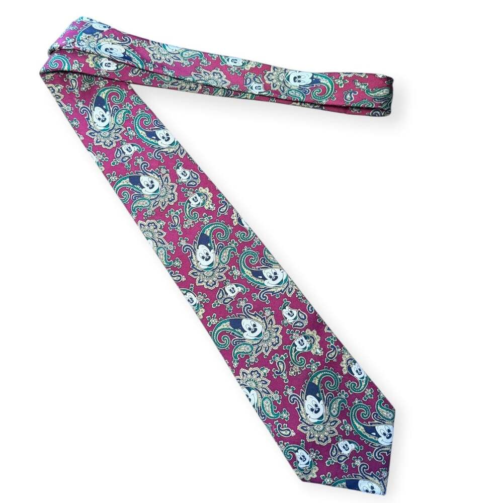 Balancine The Tie Works Disney Mickey Mouse Paisley Silk Tie Red